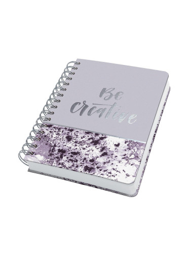 Бележник Sigel - Jolie Violet Marble, A5, на точки, спирала
