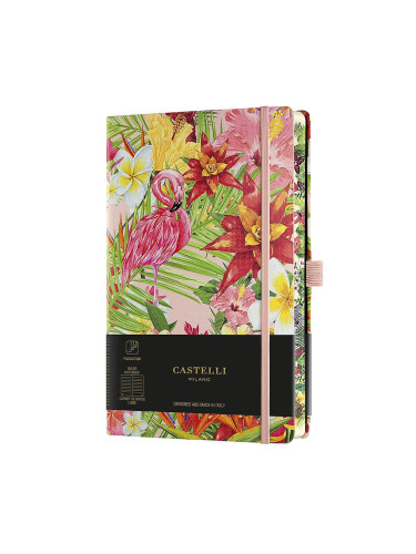Тефтер Castelli Milano Eden - Flamingo, 13см x 21см, на редове
