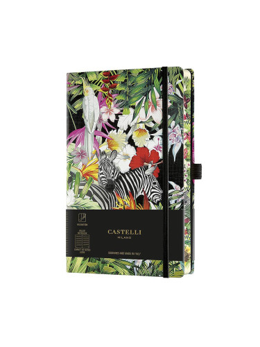 Тефтер Castelli Milano Eden - Zebras, 13см x 21см, на редове