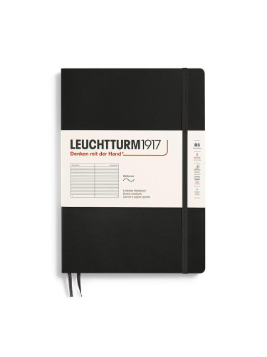 Тефтер B5 Leuchtturm1917 Notebook Composition Black, мека корица, Редове