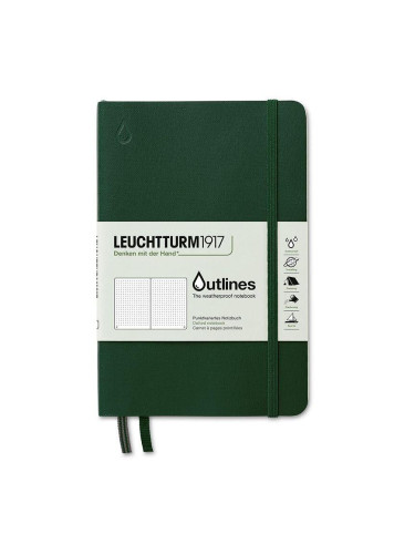 Тефтер Leuchtturm1917 - Outlines, B6+, на точки, зелен, меки корици, водоустойчив