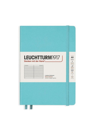 Тефтер А5 Leuchtturm1917 Rising Colors Collection - Aquamarin, твърди корици, Редове