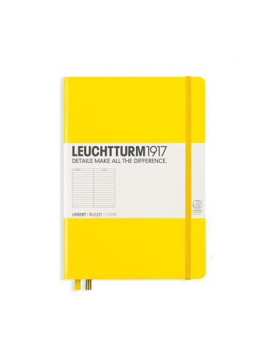 Тефтер А5 Leuchtturm1917 Notebook Medium Lemon, твърди корици, Редове