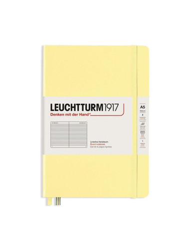 Тефтер А5 Leuchtturm1917 Smooth Colors Collection Vanilla, твърди корици, Редове