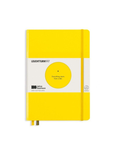 Тефтер А5 Leuchtturm1917 BAUHAUS Collection Lemon, твърди корици