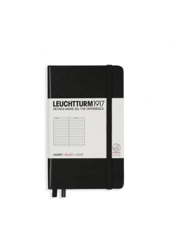 Тефтер А6 Leuchtturm1917 Notebook Pocket Black, твърда корица, Редове