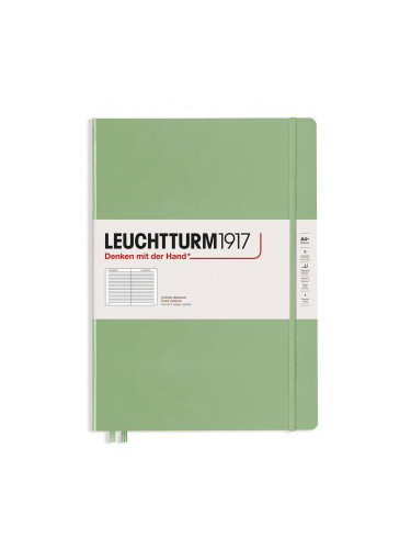 Тефтер А4+ Leuchtturm1917 Notebook Master Slim Sage, твърда корица, Редове