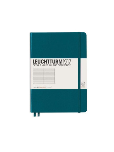 Тефтер А5 Leuchtturm1917 Notebook Medium Pacific Green, твърди корици, Чисто бяла