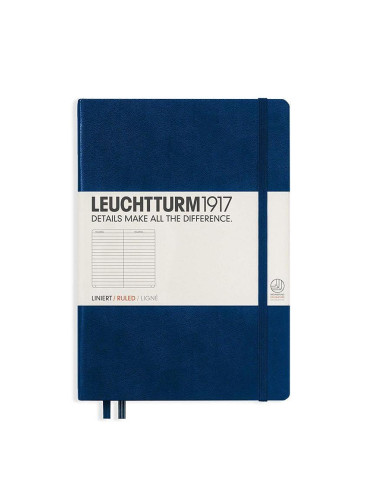 Тефтер А5 Leuchtturm1917 Notebook Medium Navy, твърди корици, Чисто бяла