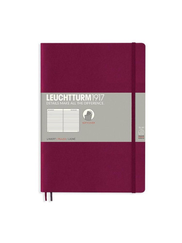 Тефтер B5 Leuchtturm1917 Notebook Composition Port Red, меки корици, Точки