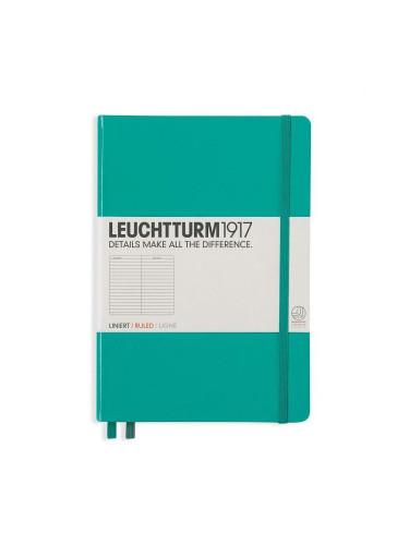 Тефтер А5 Leuchtturm1917 Notebook Medium Emerald, твърди корици, Точки