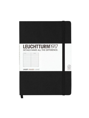 Тефтер А5 Leuchtturm1917 Notebook Medium Black, твърди корици, Чисто бяла