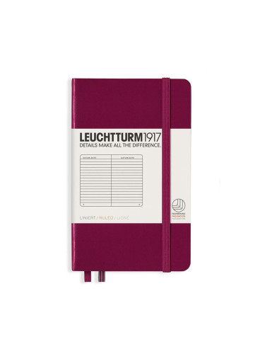 Тефтер А6 Leuchtturm1917 Notebook Pocket Port Red, твърди корици, Точки