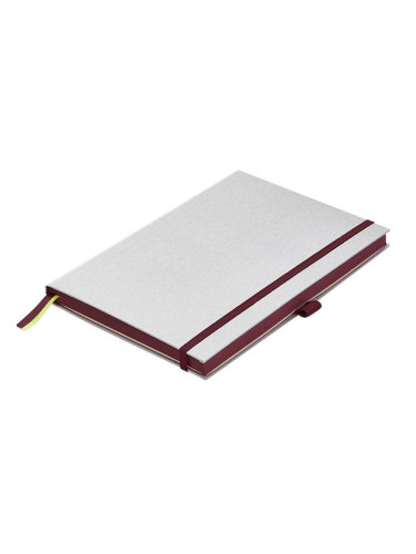 Тефтер LAMY Paper А5, сребрист цвят, твърда корица корица, редове, страници със лилав кант