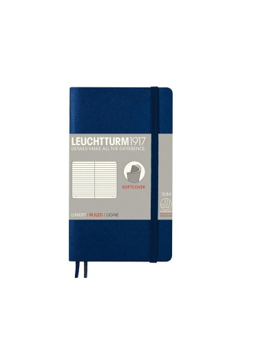 Тефтер А6 Leuchtturm1917 Notebook Soft Pocket Navy, на редове