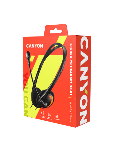 CANYON PC headset with microphone, volume control and adjustable headb