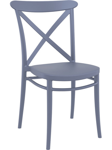 Пластмасов градински стол 51/51/87см - полипропилен с фибро стъкло, тъмен сив