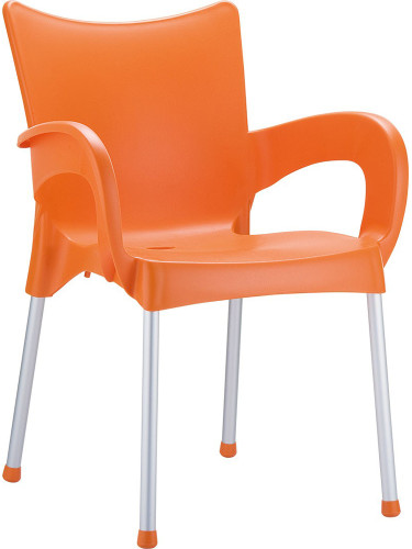 Пластмасов градински стол -полипропилен и алуминий,  оранжев