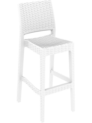 Бар стол 40/50/108см -полипропилен имитация на ратан,бял