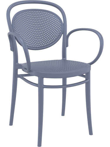 Пластмасов градински стол  57/52/85см- полипропилен с фибро стъкло, сив