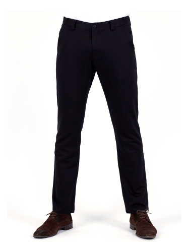 Черен панталон от памук с еластан