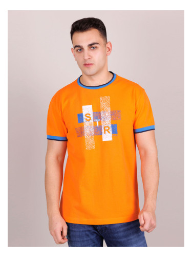 Тениска в оранжево с печат