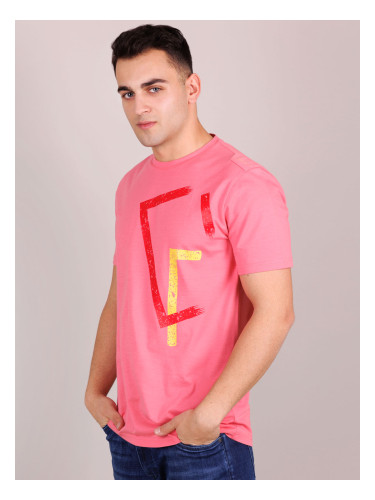 Блуза в коралово с жълта щампа