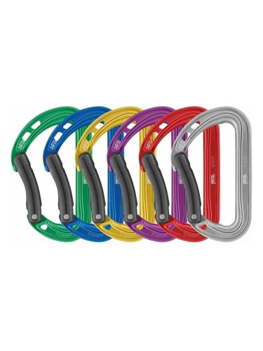 Petzl Spirit 6-Pack D Carabiner Blue/Gray/Violet/Green/Red/Yellow Solid Bent Gate