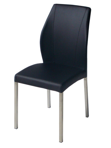 Трапезен стол - еко кожа, черен