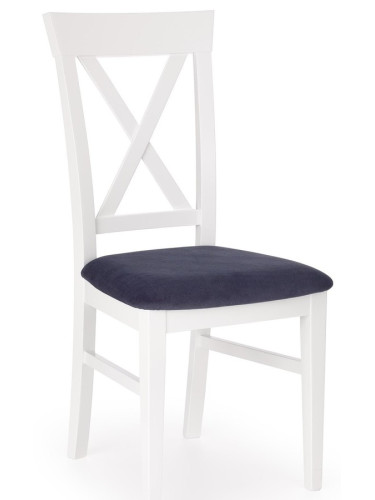 Дървен стол - бял / тъмносин