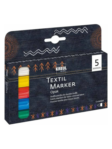 Kreul 92750 Textile Marker Opaque Set Комплект маркери за текстил Opaque 5 бр