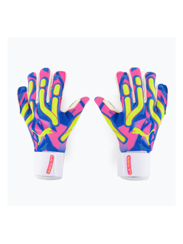 PUMA Ultra Ultimate Energy Hybrid вратарска ръкавица ултра синьо/жълт алармен цвят/светло розово