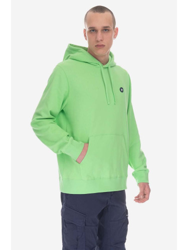 Памучен суичър Wood Wood Ian Hoodie GOTS 10245604-2424 PALE GREEN в зелено с качулка с изчистен дизайн