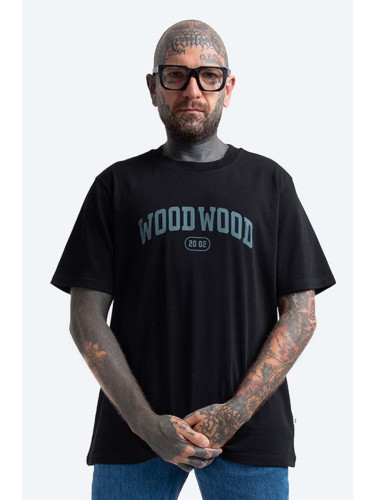 Памучна тениска Wood Wood Bobby IVY T-shirt в черно с принт