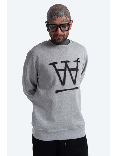 Памучен суичър Wood Wood Tye Sweatshirt 10135606-2424 GREY MELANGE в сиво с апликация