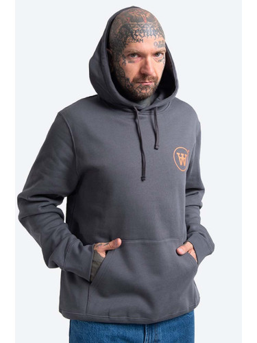 Памучен суичър Wood Wood Ian Hoodie 10135605-2424 GREY MELANGE в сиво с качулка с принт