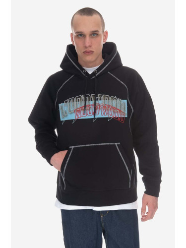 Памучен суичър Wood Wood Fred IVY Assemblage Hoodie GOTS 12245604-2493 BLACK в черно с принт