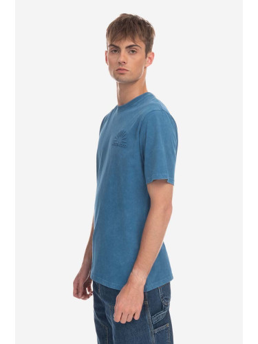 Памучна тениска Wood Wood Sami Embossed T-shirt 12312507-2491 DARK BLUE в синьо с десен