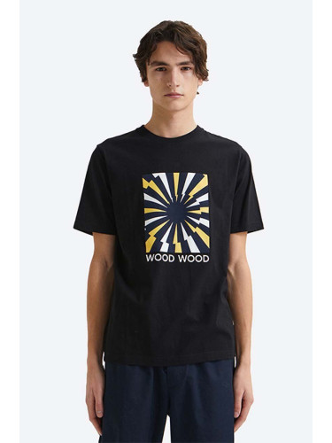 Памучна тениска Wood Wood Sami Lightening T-shirt в черно с принт