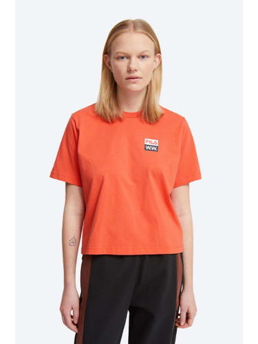 Памучна тениска Wood Wood Steffi T-Shirt x Fila в оранжево