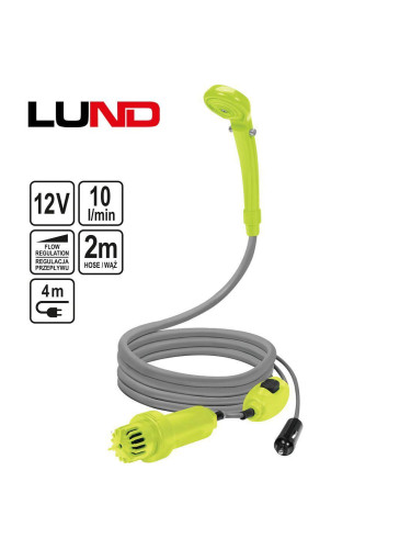 Портативен душ за къмпинг 12V, 60W, 10 л/мин, LUND 82991