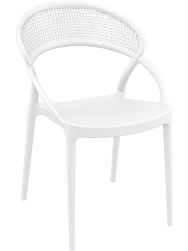 Пластмасов градински стол 54/56/82см -  полипропилен с фибро стъкло. бял