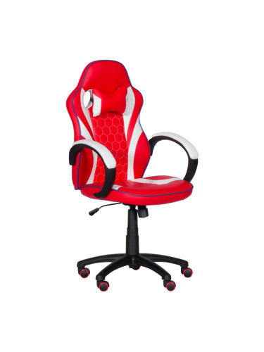 Геймърски стол с футболни мотиви   - червено-бял
