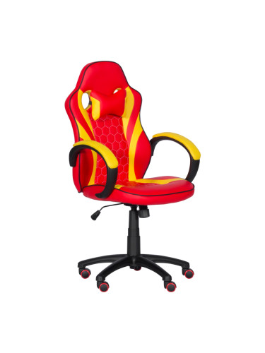 Геймърски стол с футболни мотиви   - червено-жълт