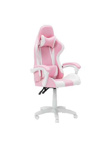 Геймърски стол - бял - розов