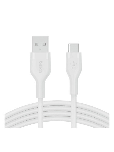 Кабел силиконов Belkin BOOST CHARGE USB-A към USB-C 1M, Бял CAB008bt1MWH