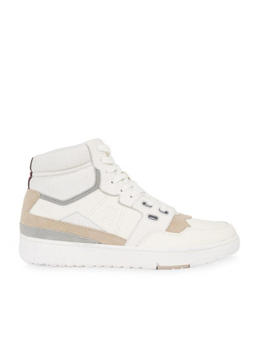 Tommy Hilfiger Сникърси Th Basket Better Midcut Lth Mix FM0FM04793 Екрю