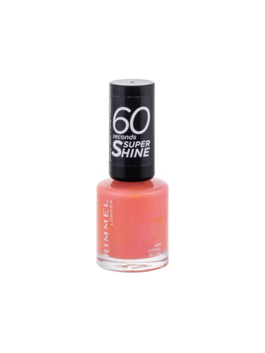 Rimmel London 60 Seconds Super Shine Лак за нокти за жени 8 ml Нюанс 406 Coral Blush