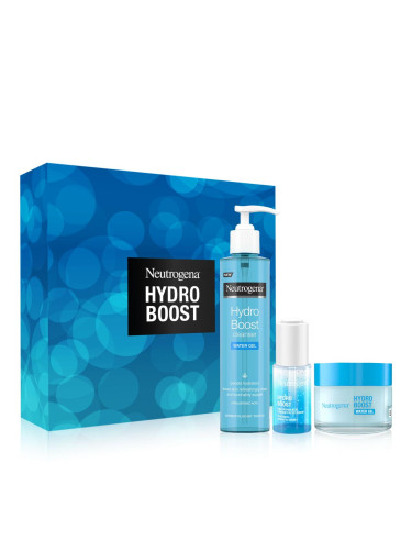 Neutrogena Hydro Boost Gift Set Подаръчен комплект хидратиращ гел за лице Hydro Boost Water Gel 50 ml + серум за лице Hydro Boost Hyaluronic Acid Concentrated Serum 15 ml + почистващ гел за лице Hydro Boost Water Gel Cleanser 200 ml