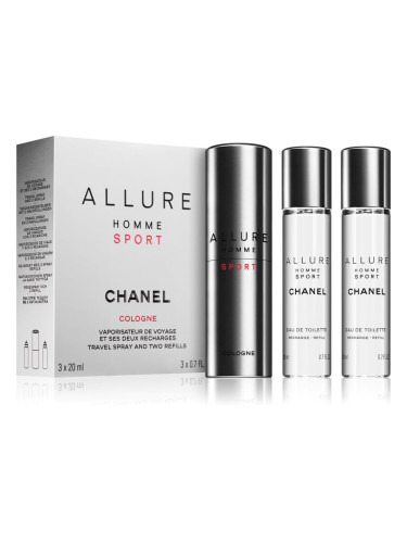 Chanel Allure Homme Sport Cologne одеколон (1 бр. зареждащ се + 2 бр. пълнеж) за мъже 2x20 мл.